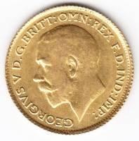 (1912) Монета Великобритания 1912 год 1/2 соверена "Георг V"  Золото Au 917  UNC